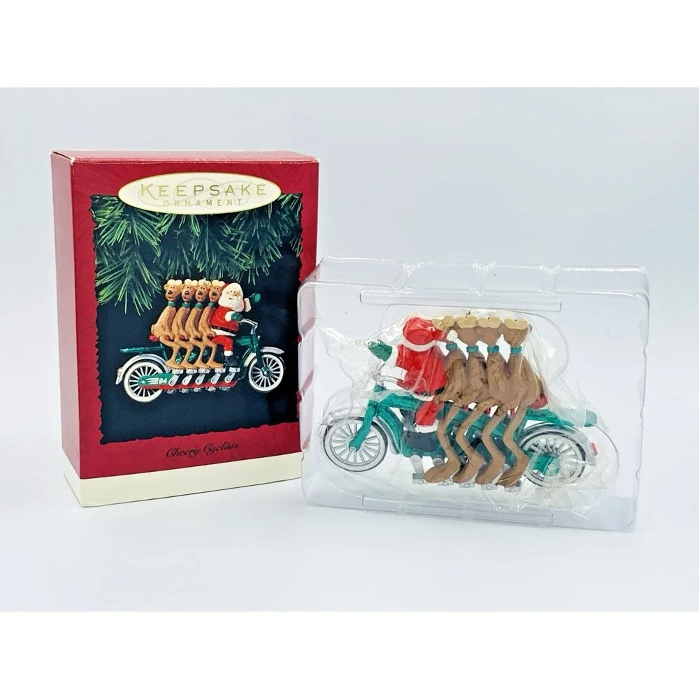 VTG Cheery Cyclists‎ Hallmark Keepsake Ornament 1994 Tandem Bicycle Santa Claus